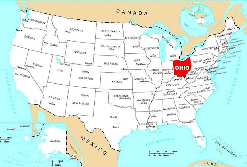 Vị trí bang Ohio của nước Mỹ