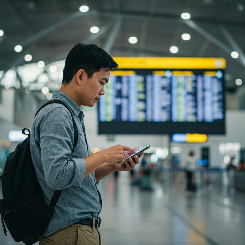 Chuẩn bị sẵn sim 4G/5G quốc tế nếu bạn cần liên lạc khi đến sân bay
